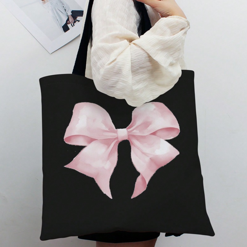 Women Bags For Work - حقيبة كتف قماشية بنمط فيونكة من