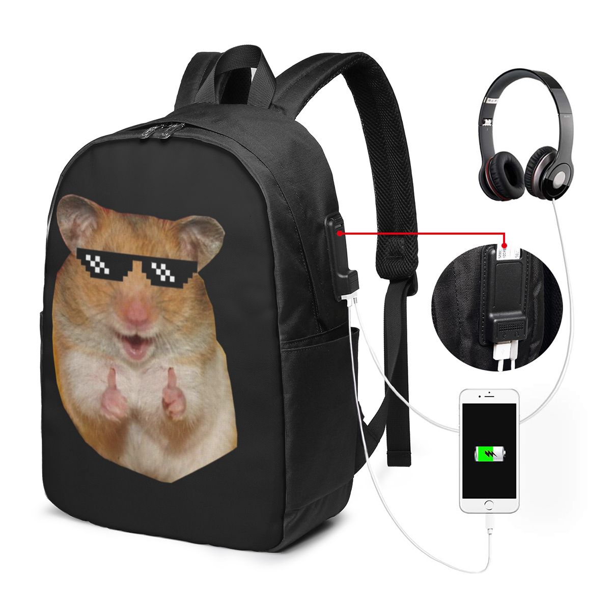 Womens Backpack - حقيبة ظهر مضحكة على شكل هامستر،