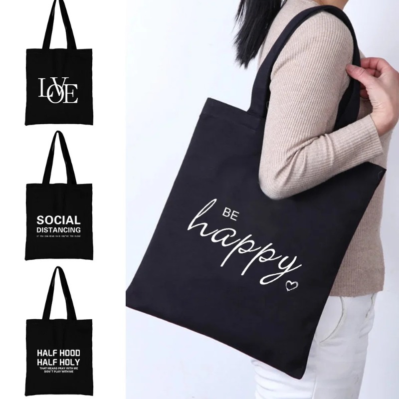 Women Bags For Work - Kawaii الكرتون البرتقال القط طباعة أسود