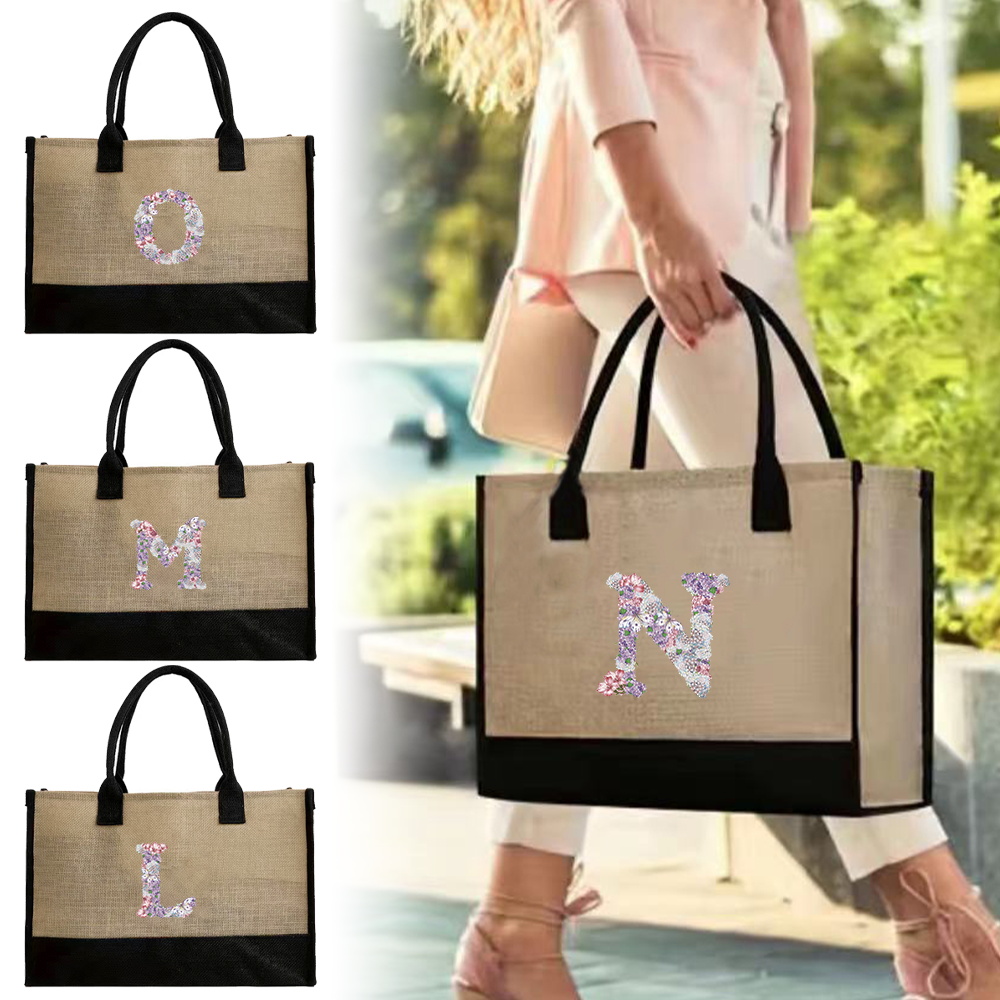 Women Bags Jute - حقيبة تسوق من الجوت للسيدات، حقائب