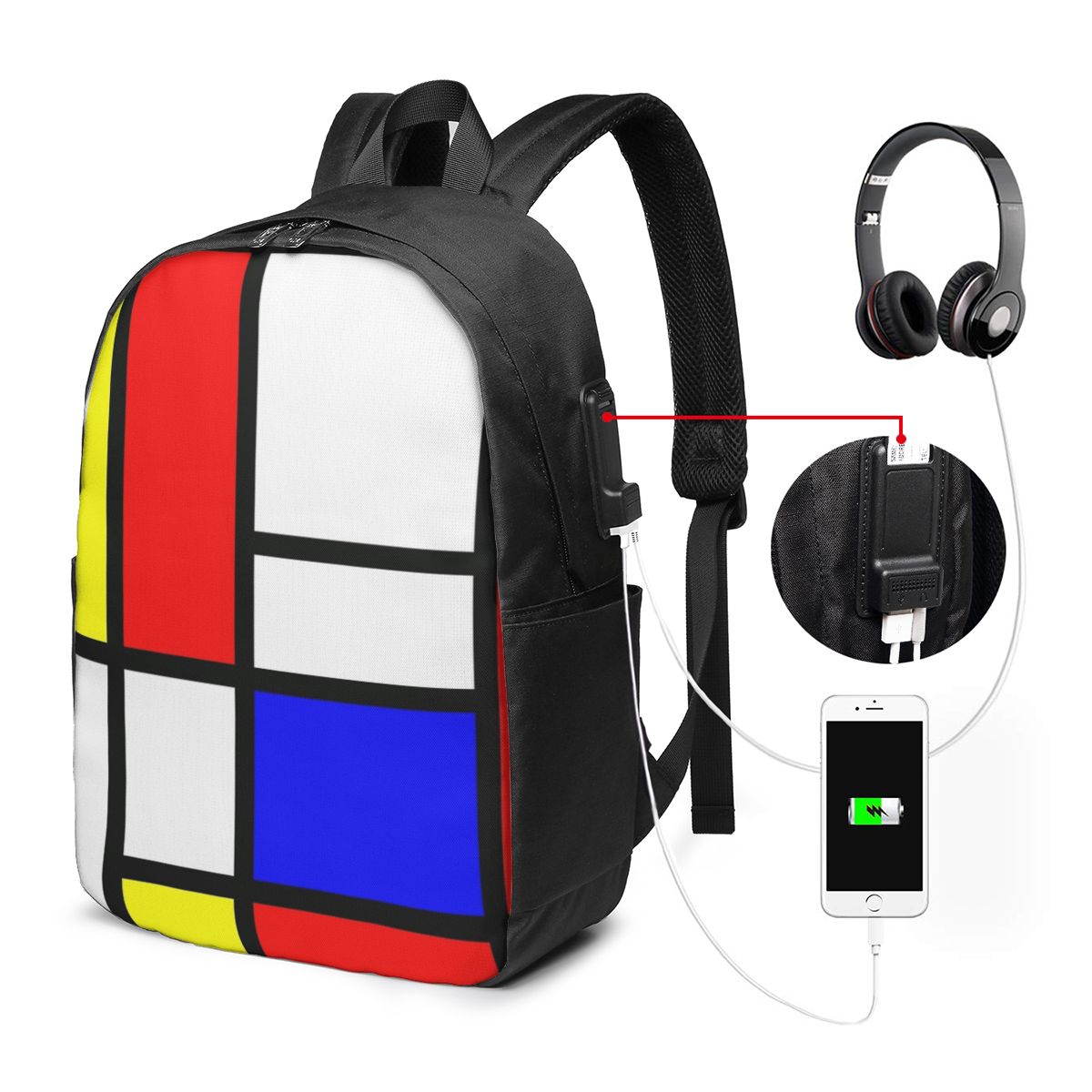 Womens Backpack - حقيبة ظهر من Piet Mondrian Composition،