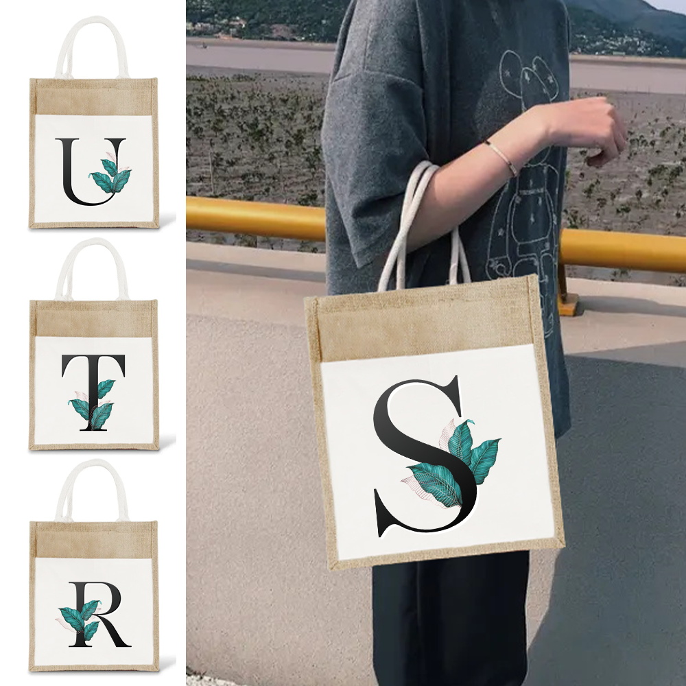Women Bags Jute - حقيبة تسوق من الخيش والجوت قابلة