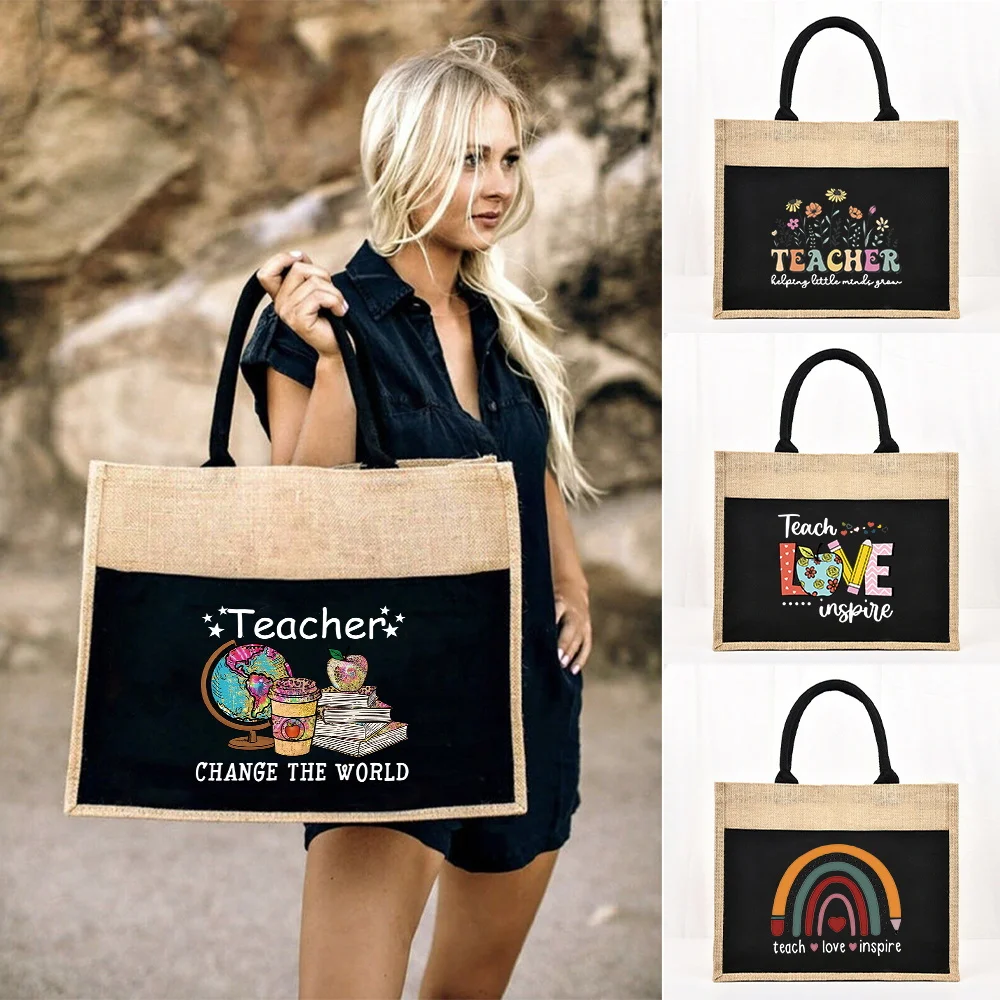 Women Bags Jute - حمل حقيبة قابلة لإعادة الاستخدام الجوت