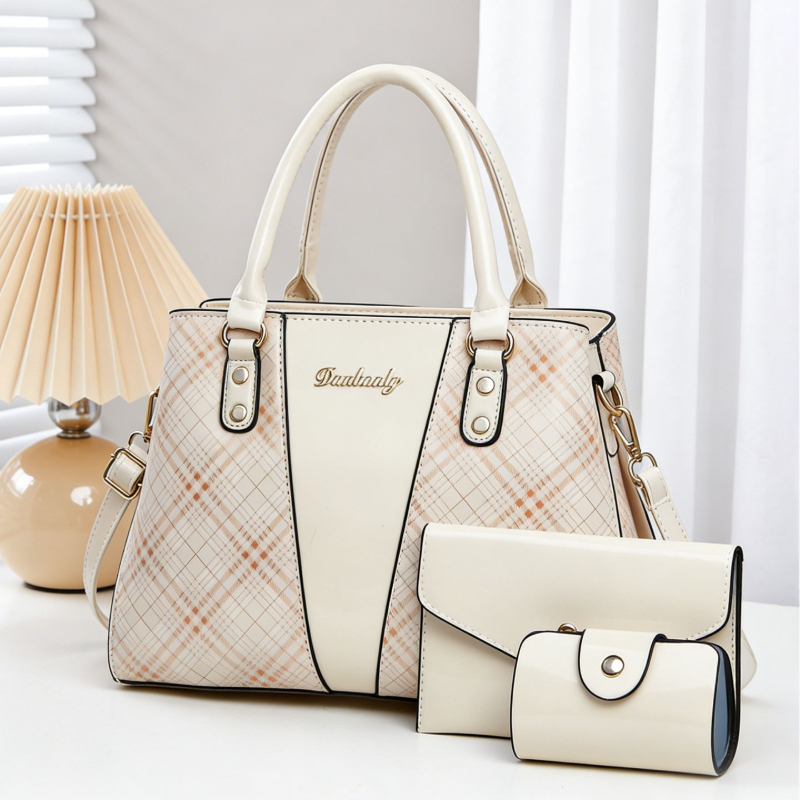 Women Bags Leather - طقم حقائب نسائية من 3 قطع