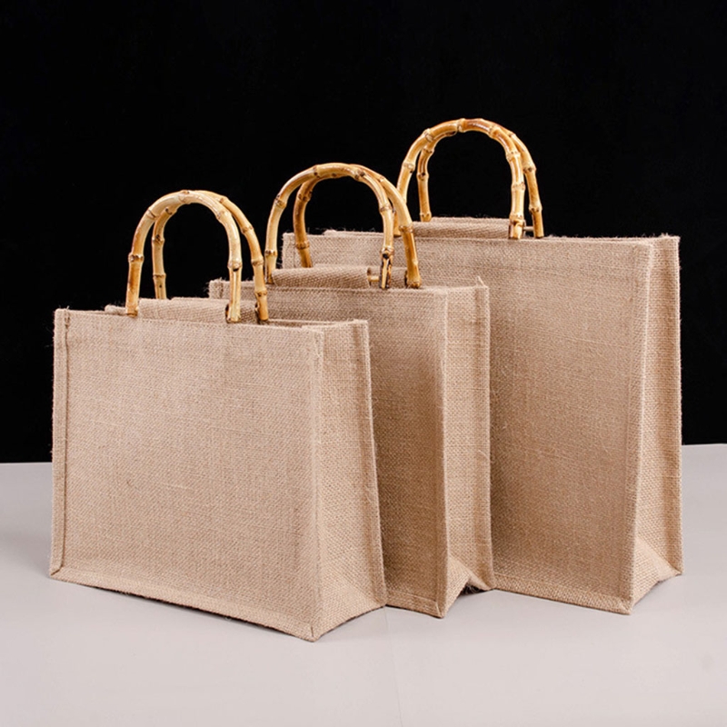 Women Bags Jute - المحمولة الخيش حقيبة التسوق جوت حقيبة