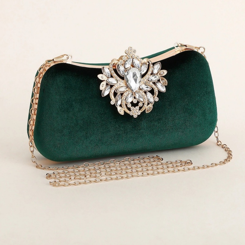 حقيبة يد مخملية خضراء داكنة فا - مراجعة Women Bags Gold وسعره