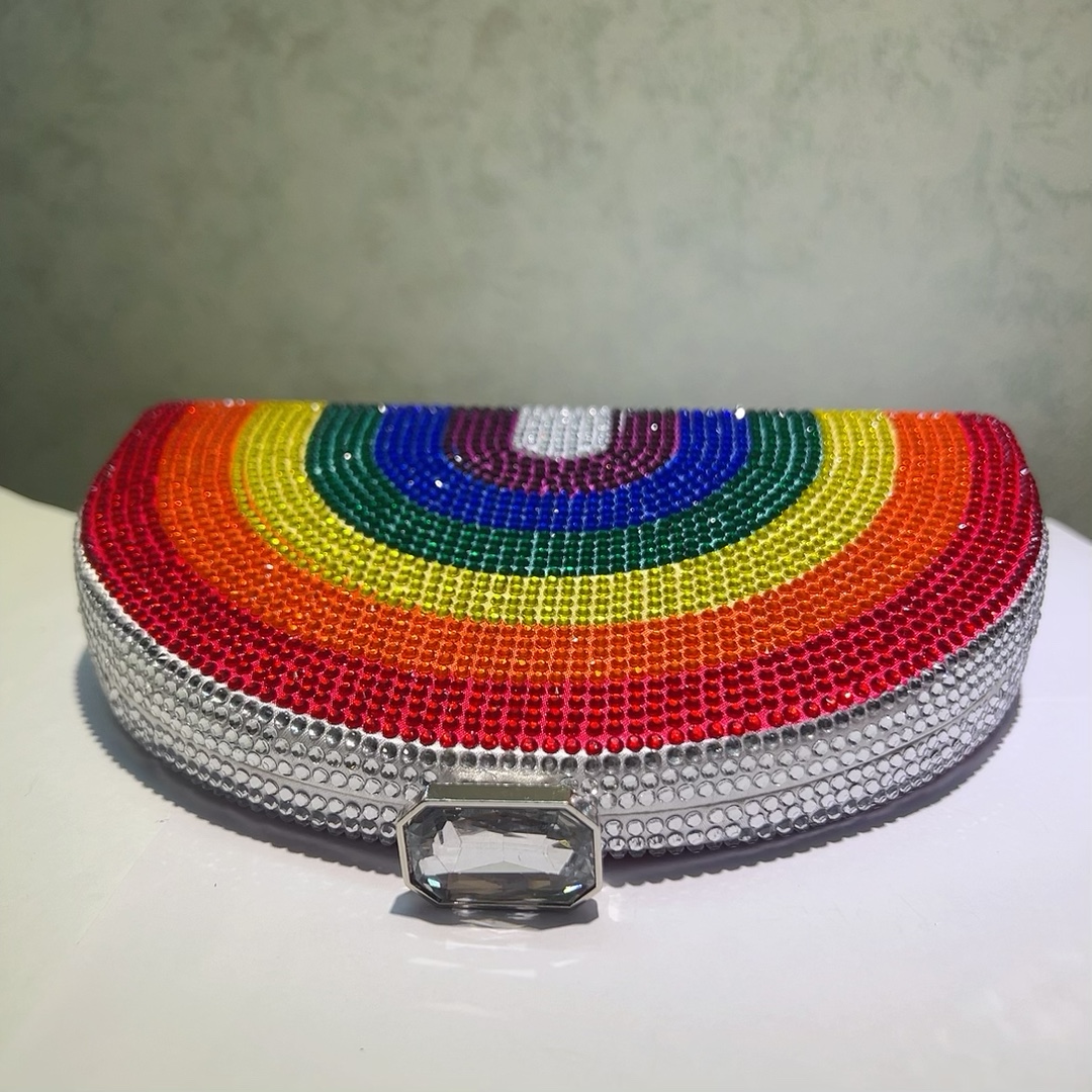 قوس قزح اللون الكريستال مساء م - مراجعة Women Bags Offers وسعره
