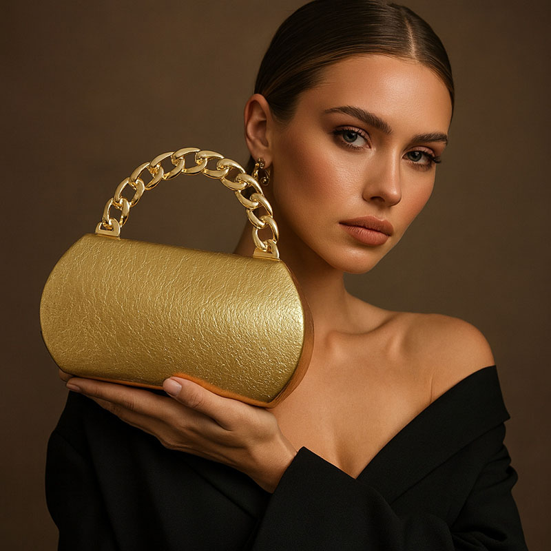 فاخر الذهب مشبك معدني صندوق مخ - مراجعة Women Bags Gold وسعره
