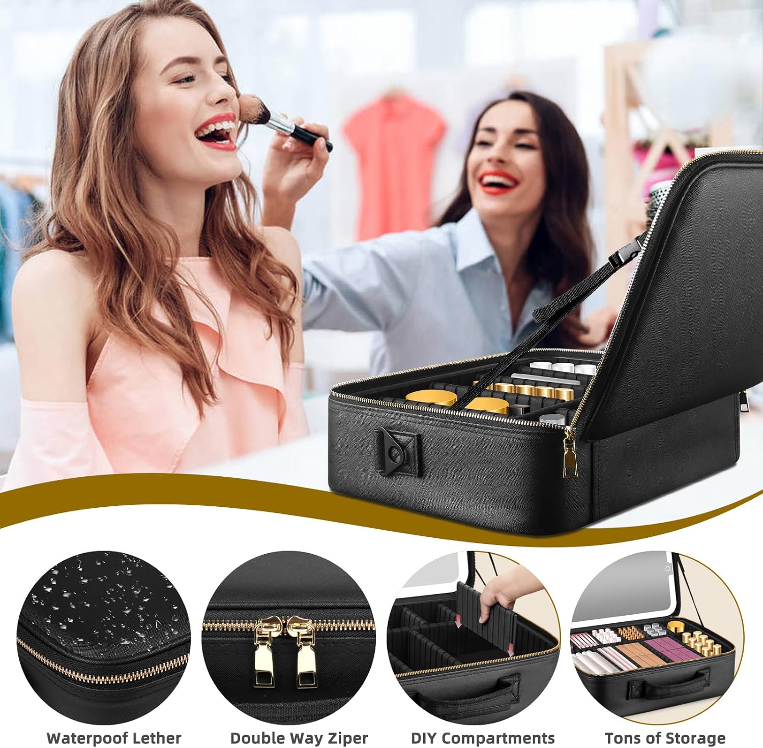 حقيبة مكياج محمولة للسفر مع مر - مراجعة Women Vanity Bags وسعره