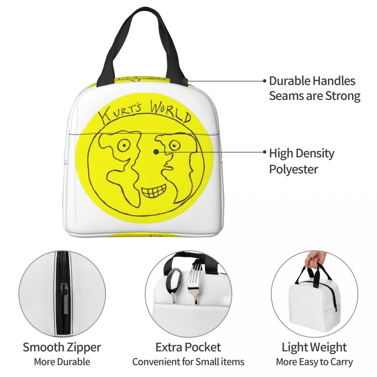 حقيبة غداء معزولة بشعار Joe Ke - مراجعة Women Bags Kurt وسعره
