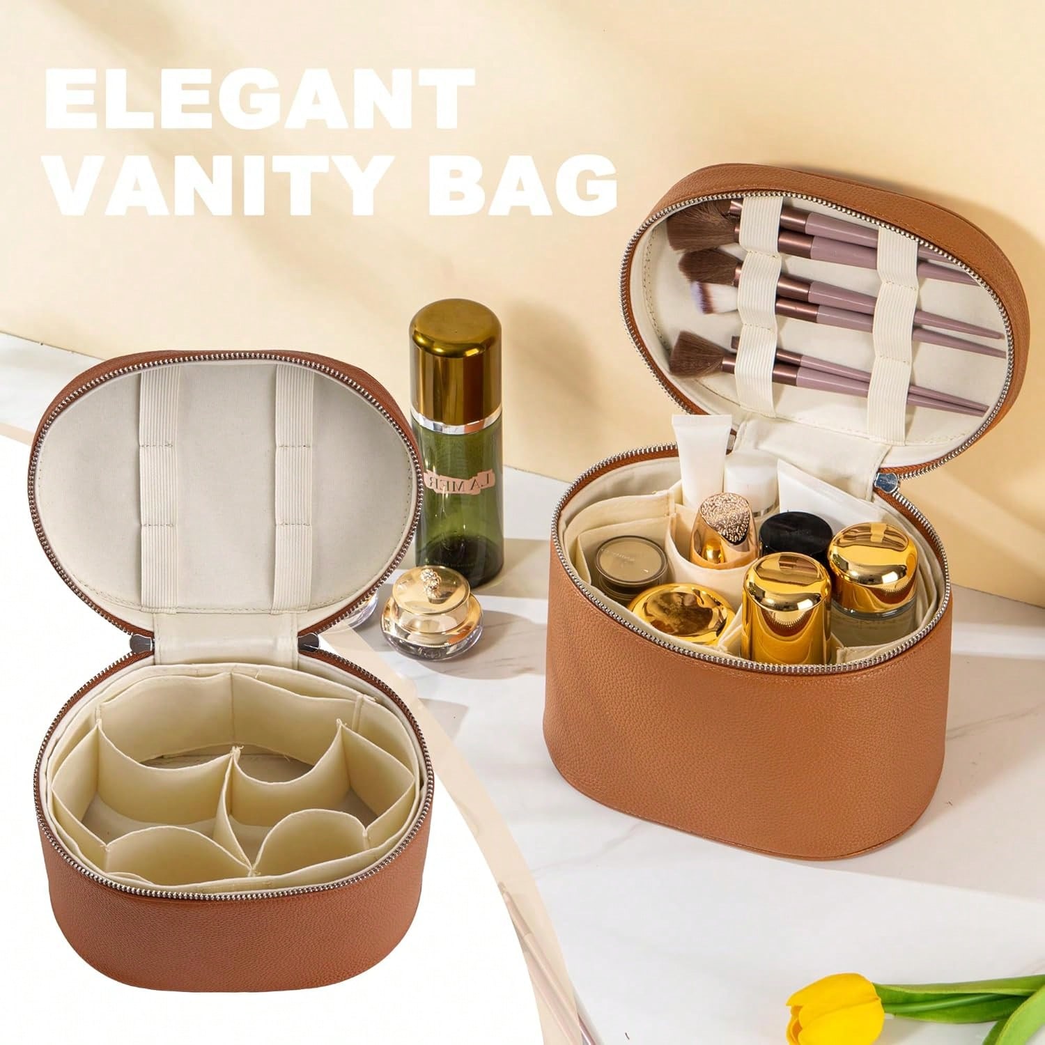 حقيبة مكياج للسفر مع فاصل قابل - مراجعة Women Vanity Bags وسعره