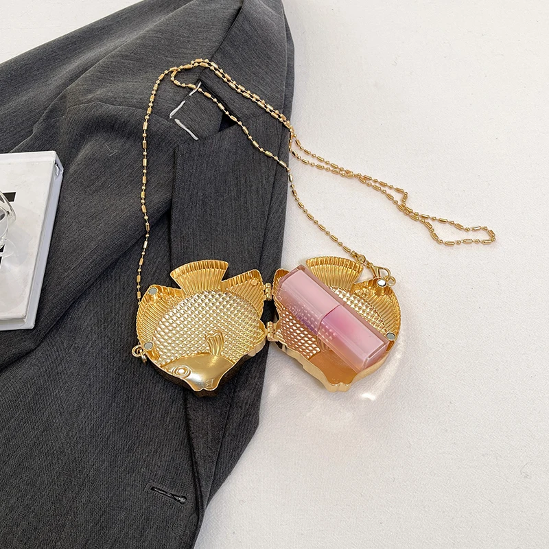لطيف الأسماك الصغيرة شكل معدن  - مراجعة Women Bags Gold وسعره